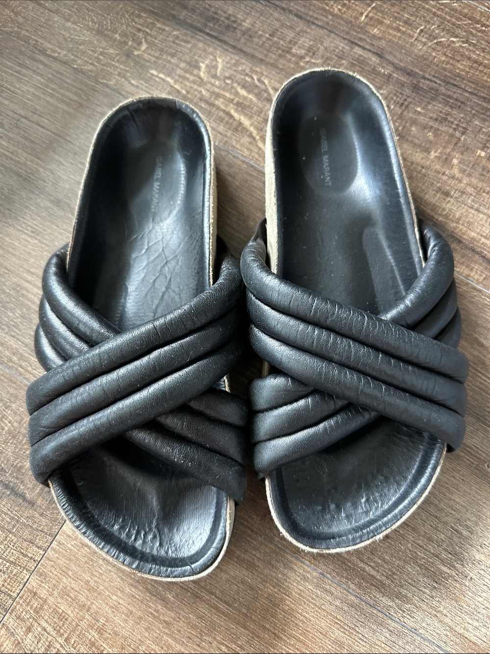 Isabel Marant Black Padded Twist Slide Sandals